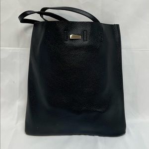 Black Faux Leather Shoulder Bag